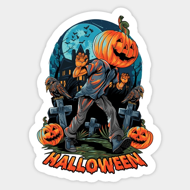 Zombie pumpkin - Halloween Sticker by ShirtDigger